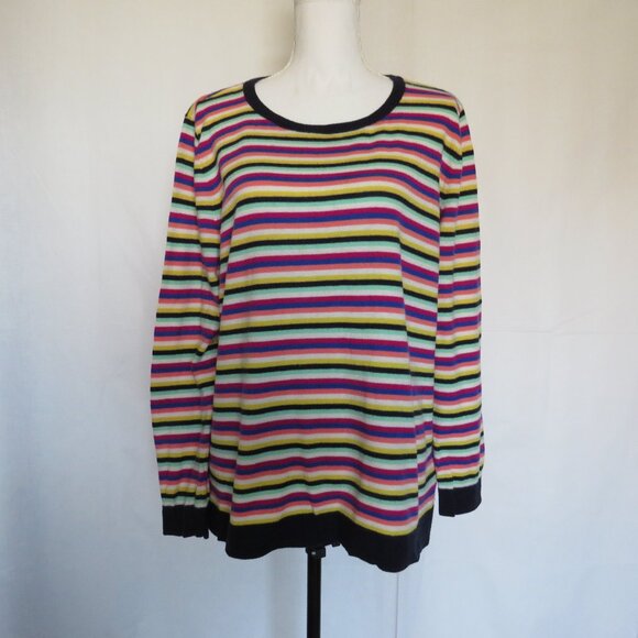 Talbots Multicolor Stripes Pullover Long Sleeves Women’s Sweater 2X - Picture 1 of 7